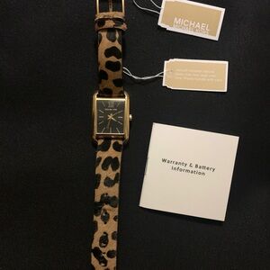 LNWT&B Michael Kors Gold and Leopard Print Strap Watch (w/Tags & Original Box)